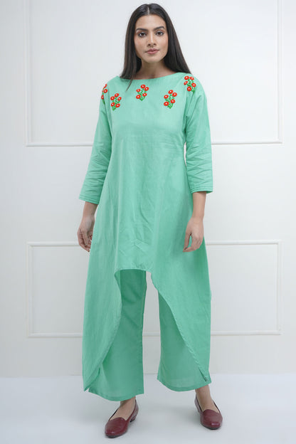 Pista Embroidered Kurta & Pant