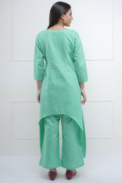 Pista Embroidered Kurta & Pant