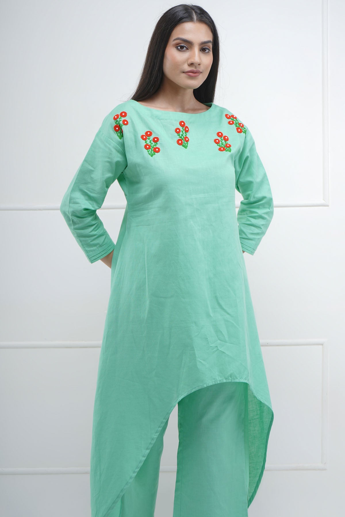 Pista Embroidered Kurta & Pant