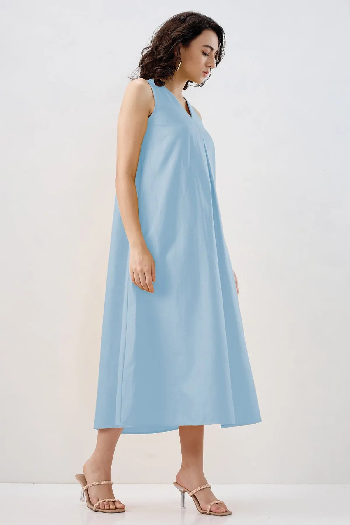 Powder Blue Box Pleated Dress SNEHA B