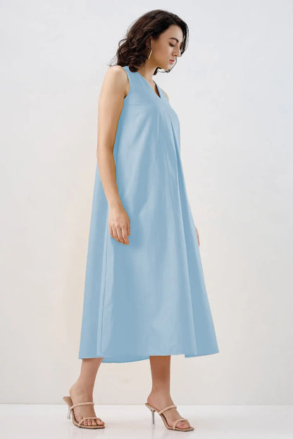Powder Blue Box Pleated Dress SNEHA B