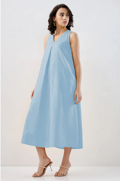Powder Blue Box Pleated Dress SNEHA B