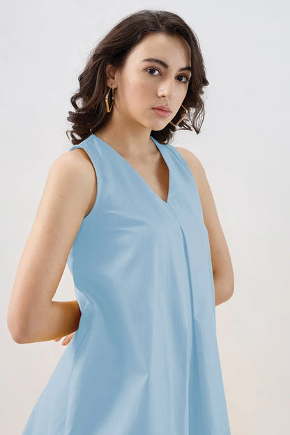 Powder Blue Box Pleated Dress SNEHA B