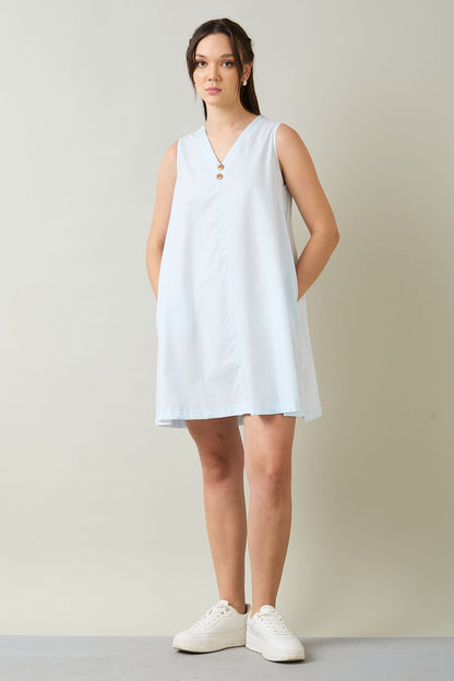 Buy Powder Blue Cotton Mini Dress by SNEHA B