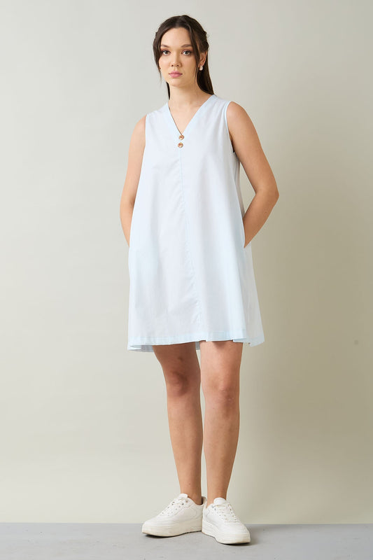 Buy Powder Blue Cotton Mini Dress by SNEHA B