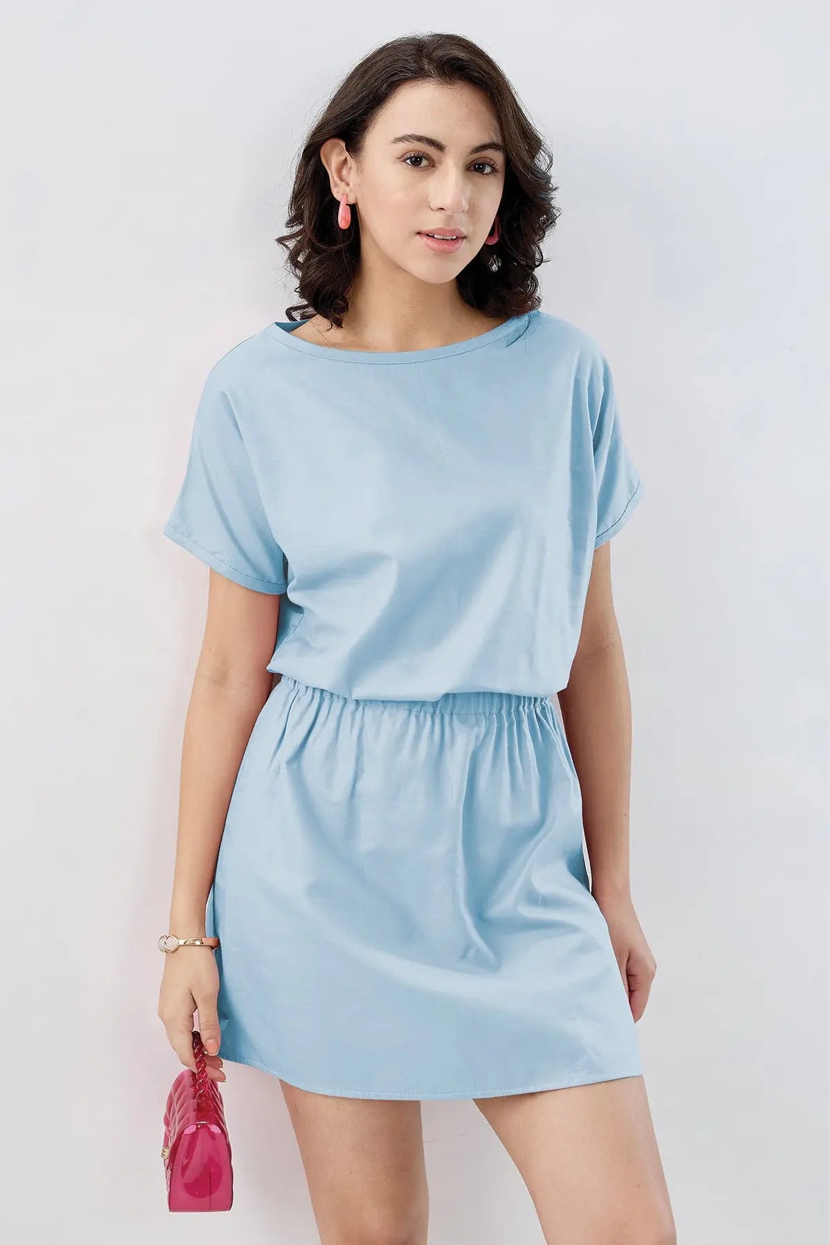 Powder Blue Elasticated Dress SNEHA B