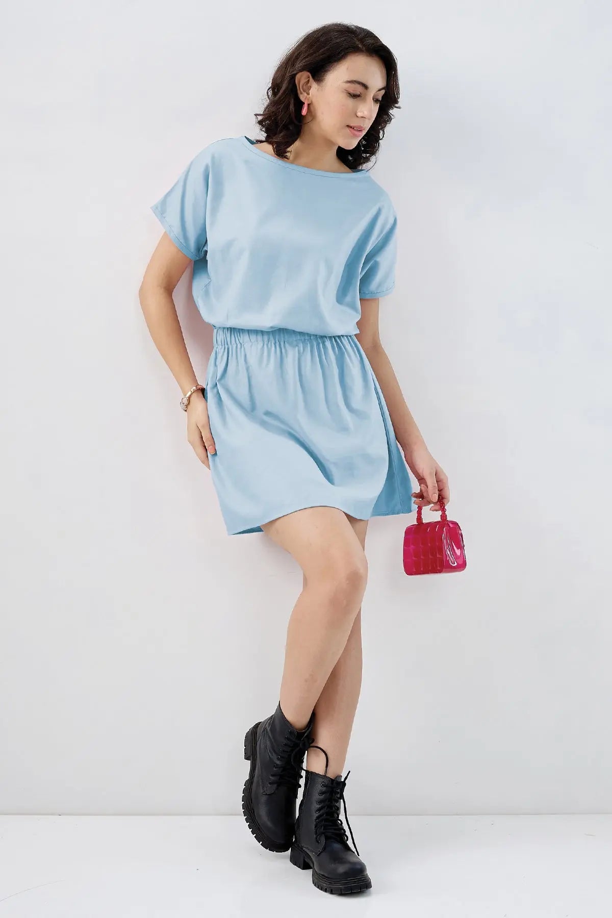 Powder Blue Elasticated Dress SNEHA B
