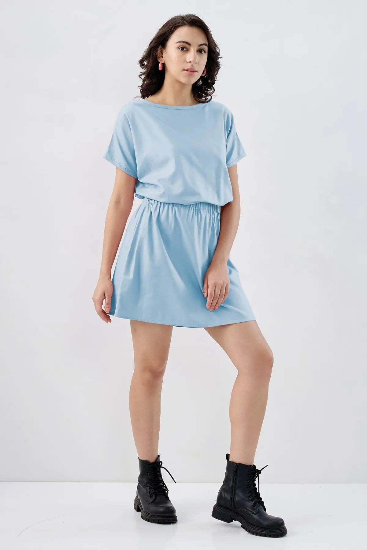 Powder Blue Elasticated Dress SNEHA B