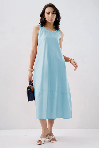 Shop Powder Blue Sleeveless Dress by SNEHA B