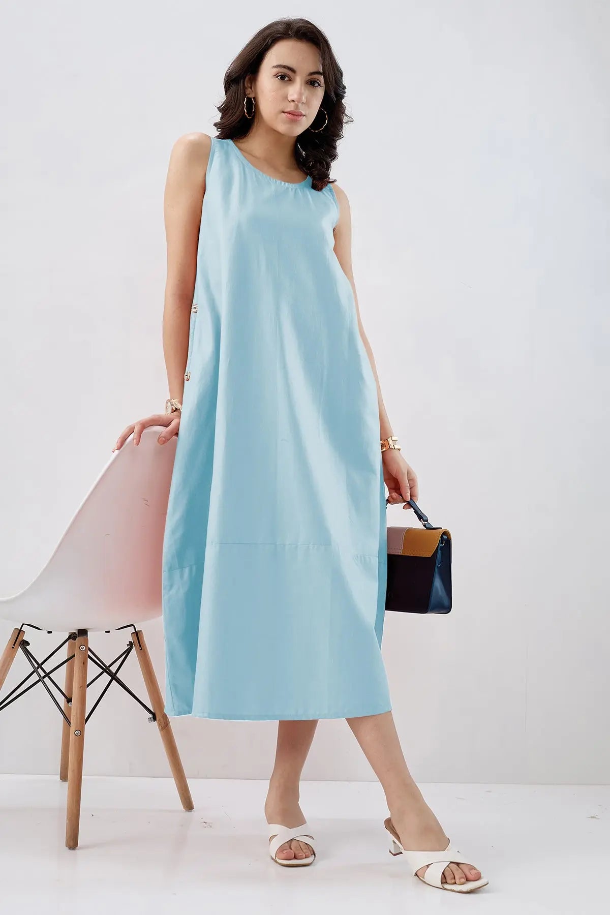 Powder Blue Sleeveless Dress SNEHA B