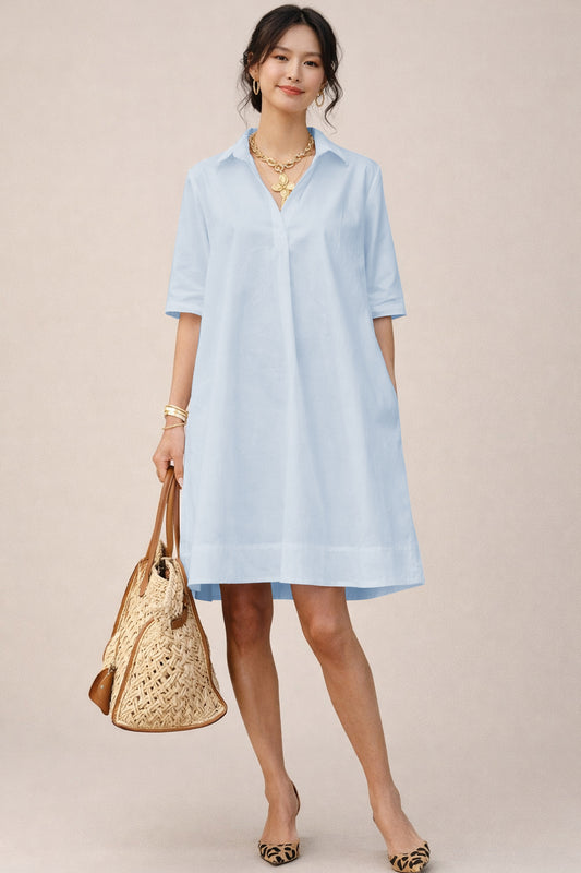 Shop Powder Cotton Box Pleat Dress for women by SNEHA B