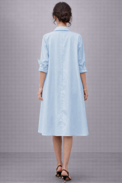 Powder Knee Length Shirt Dress