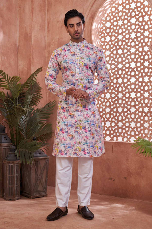 Printed Cotton Multicolor Kurta