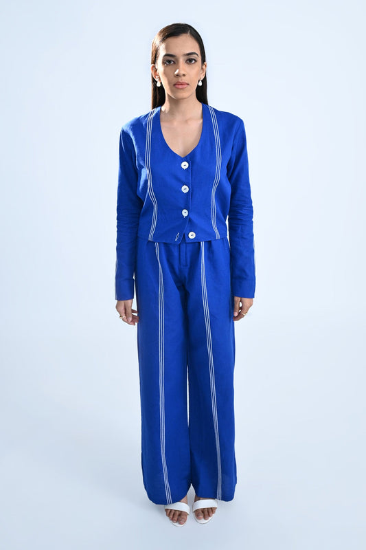 Royal Blue Embroidered Co-ord Set