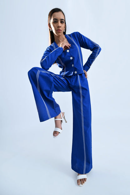 Royal Blue Embroidered Pants