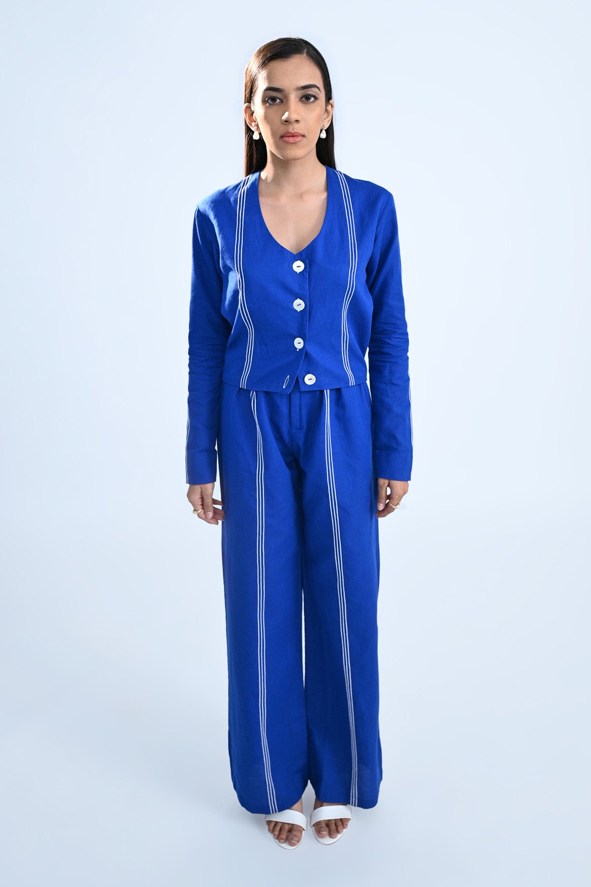 Royal Blue Embroidered Pants