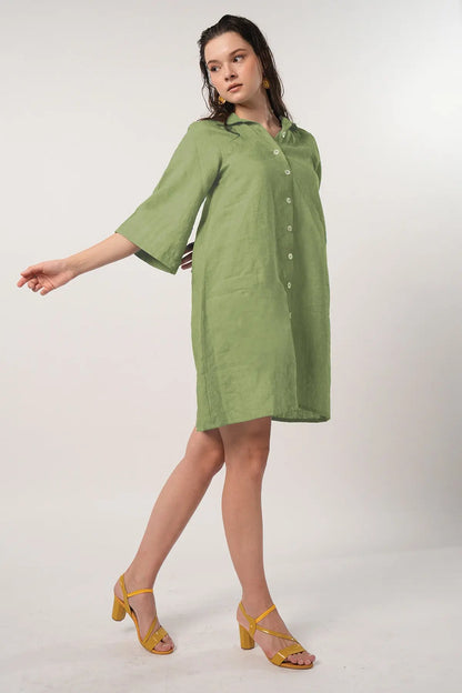 Sage Green Button Shirt Dress SNEHA B