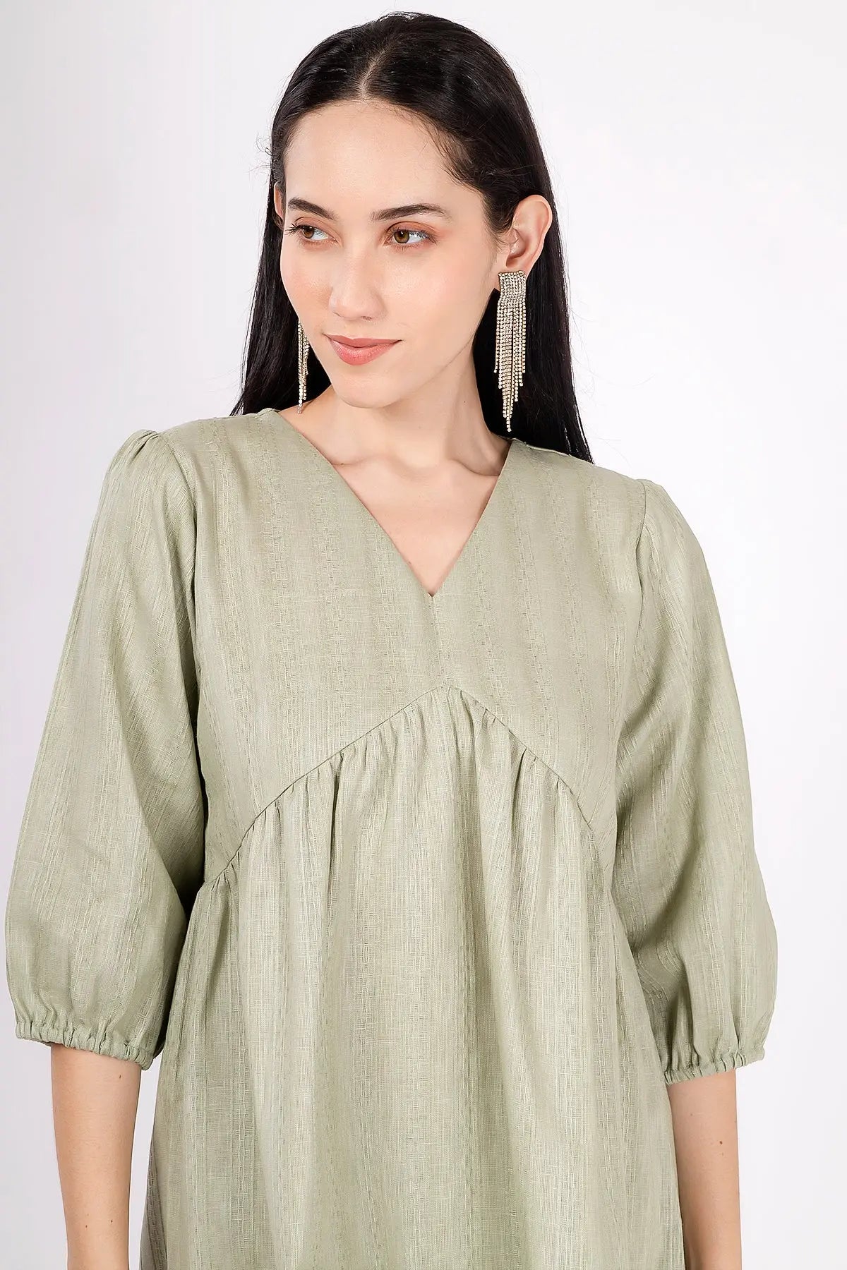 Sage Weave Textured Mini Dress SNEHA B