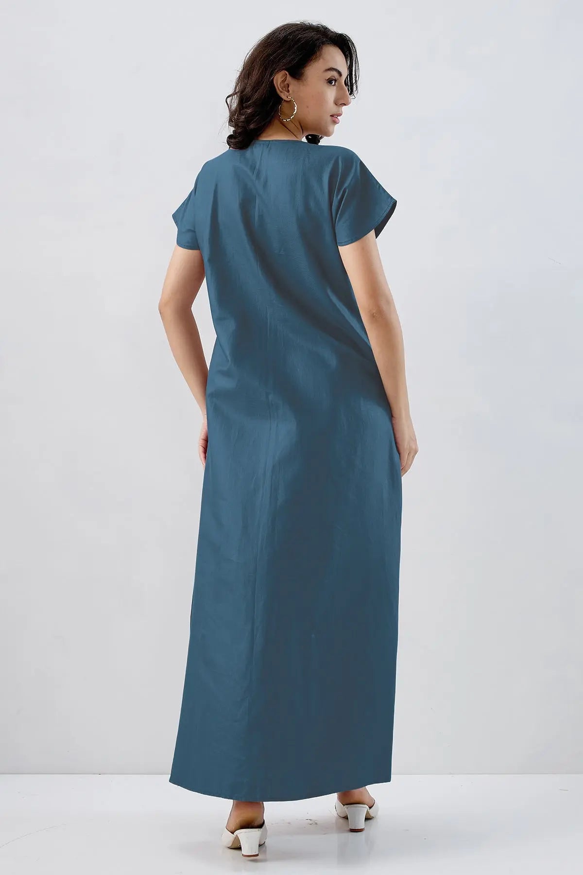 Steel blue Cotton Button Dress SNEHA B