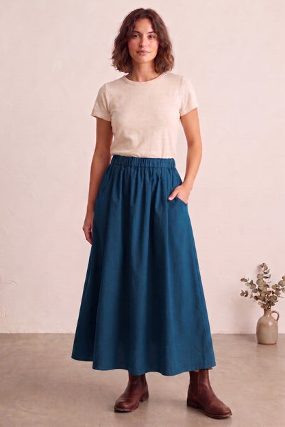 Teal Ankle Length Flare Skirt