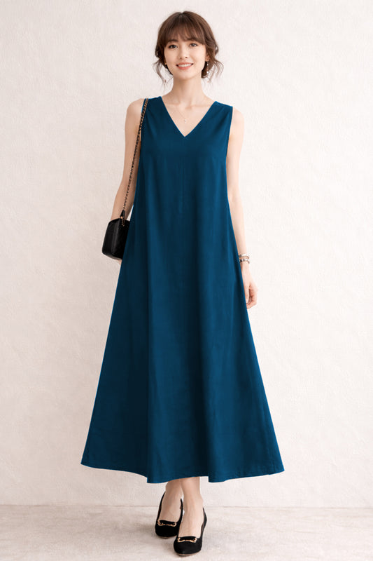 Shop Teal A-Line Cotton Maxi Dress for women by SNEHA B