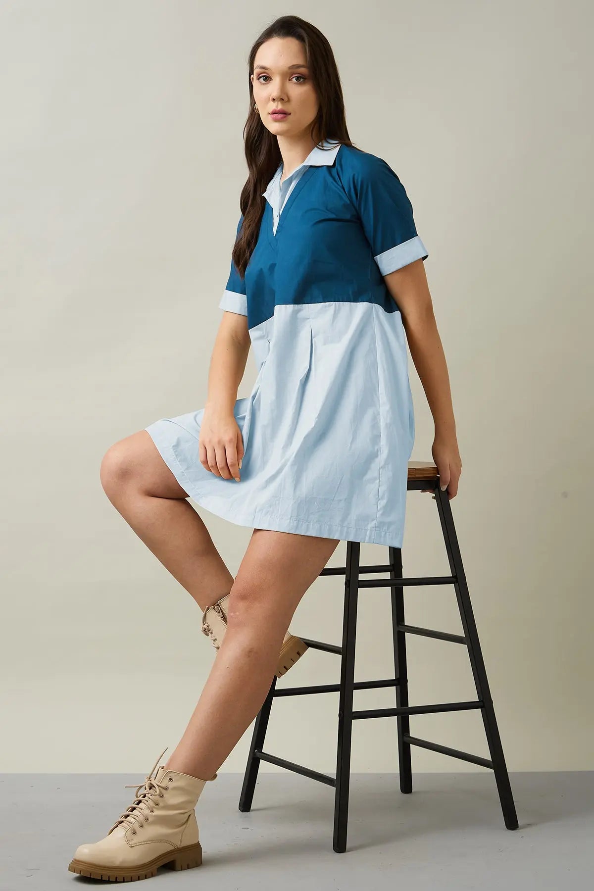 Teal & Blue Colourblock Dress SNEHA B