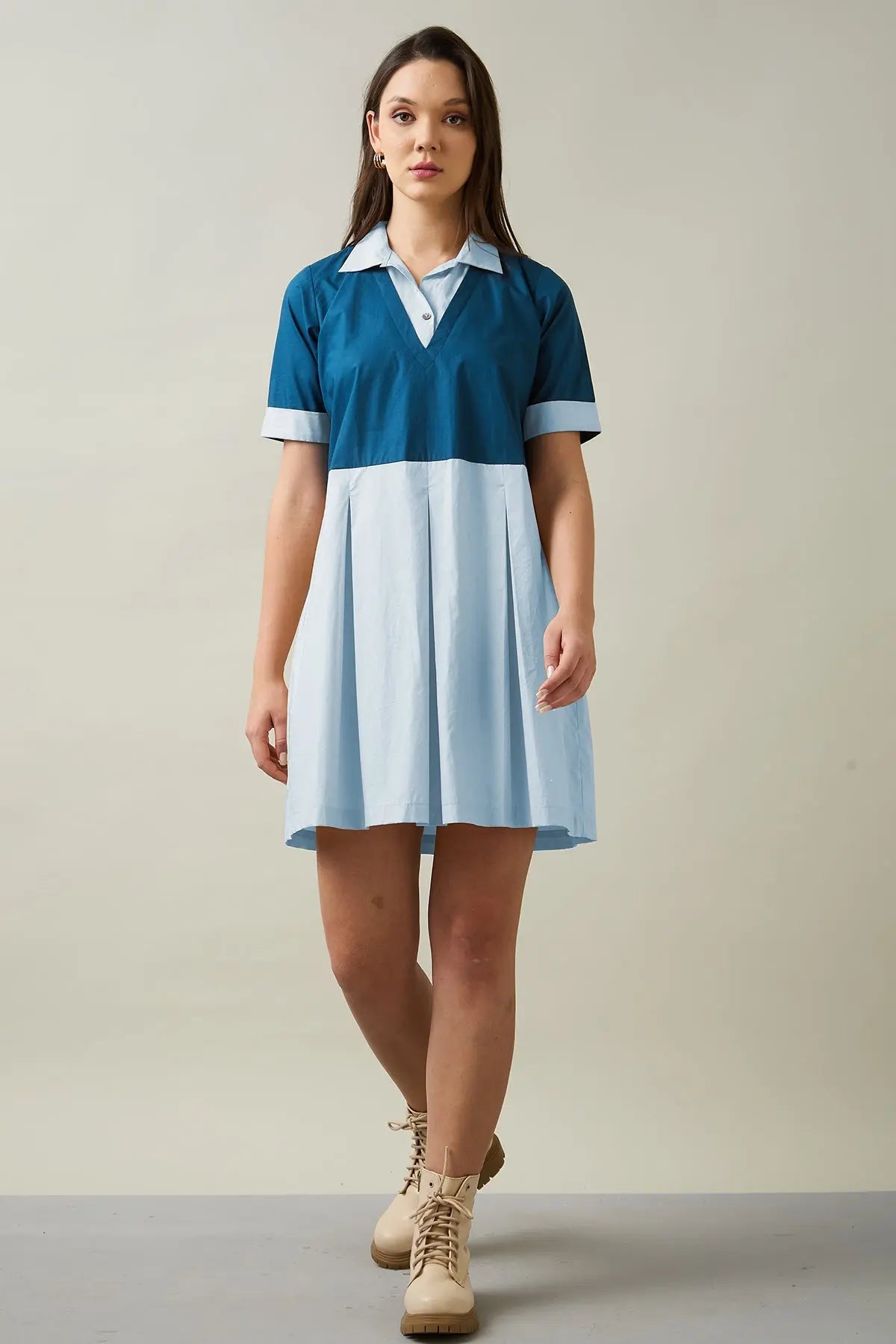 Teal & Blue Colourblock Dress SNEHA B