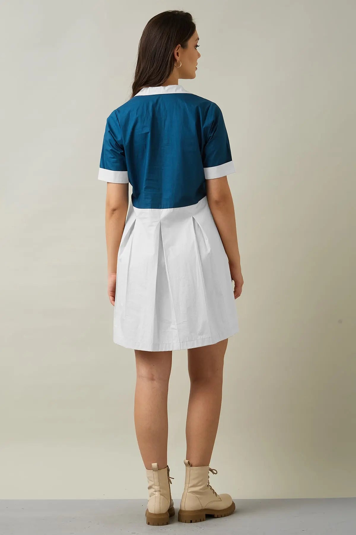 Teal & Chalk Colourblock Dress SNEHA B