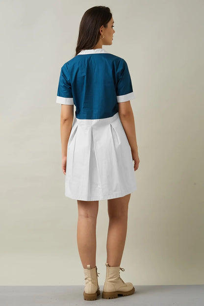 Teal & Chalk Colourblock Dress SNEHA B