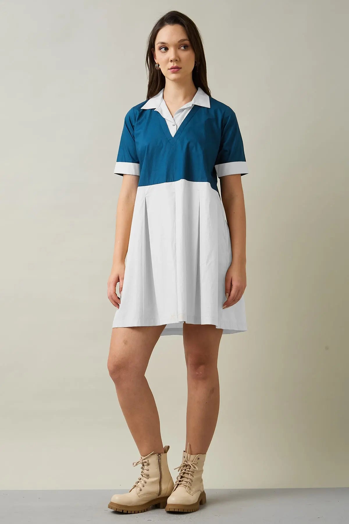 Teal & Chalk Colourblock Dress SNEHA B