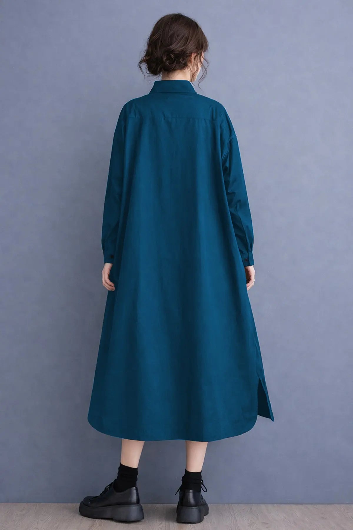 Teal Cotton Cambric Midi Dress SNEHA B