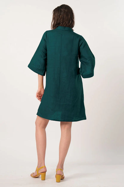 Teal Green Button Shirt Dress SNEHA B