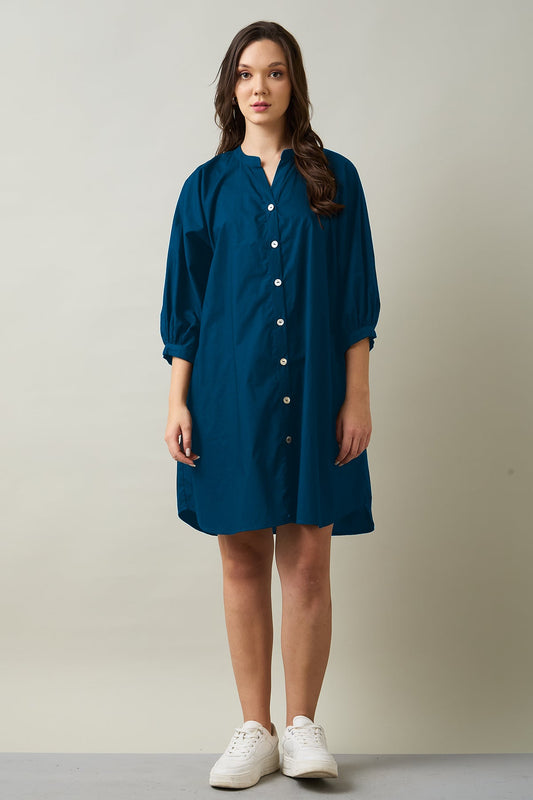 Buy Teal Relaxed Shirt Style Dress by SNEHA B