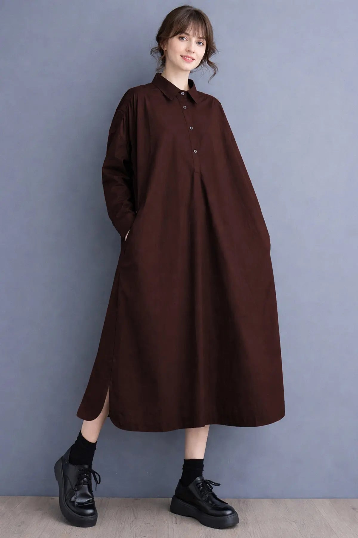 Wine Cotton Cambric Midi Dress SNEHA B