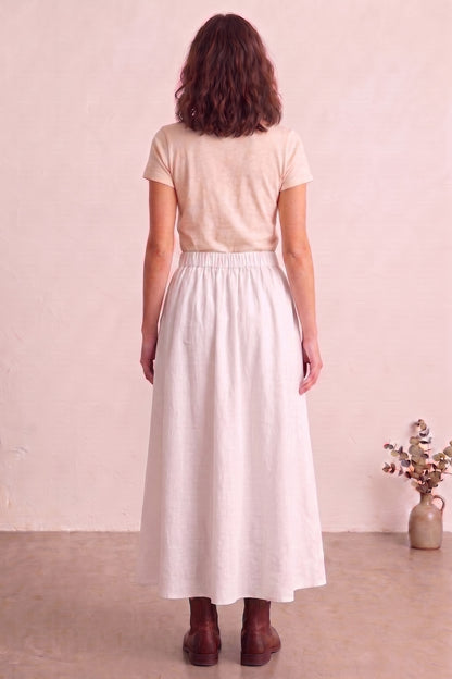 White Ankle Length Flare Skirt