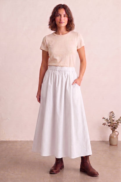 White Ankle Length Flare Skirt