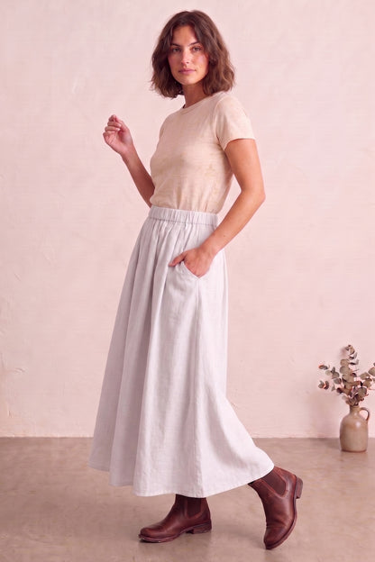 White Ankle Length Flare Skirt