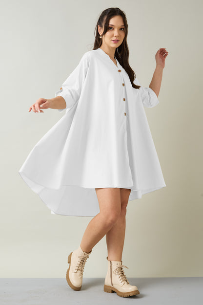 White Cotton Oversized Dress