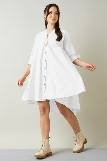 White Cotton Oversized Dress