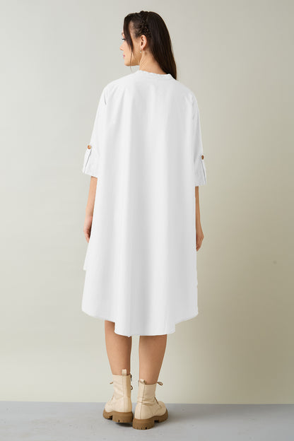 White Cotton Oversized Dress