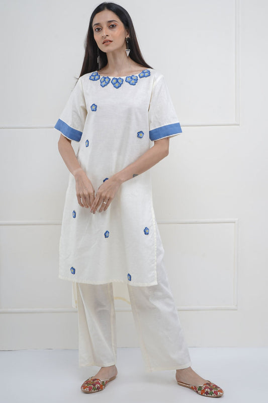 Buy White Embroidered Kurta & Pant by SNEHA B