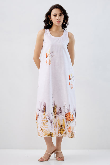 White Pink Mushroom Print Dress