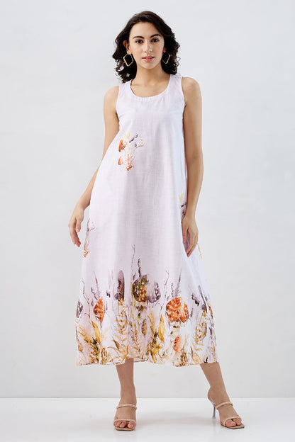 White Pink Mushroom Print Dress