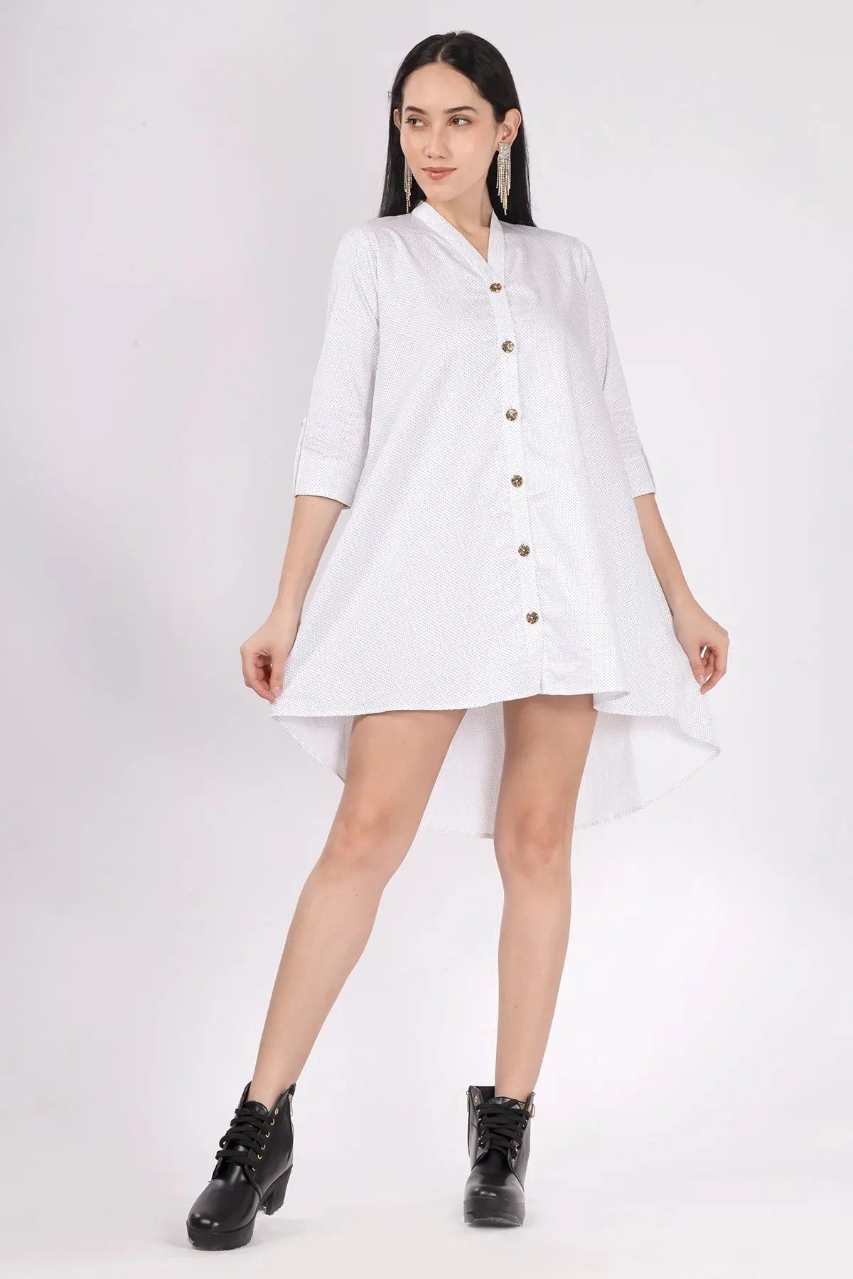 White Polka Dot Oversize Dress SNEHA B