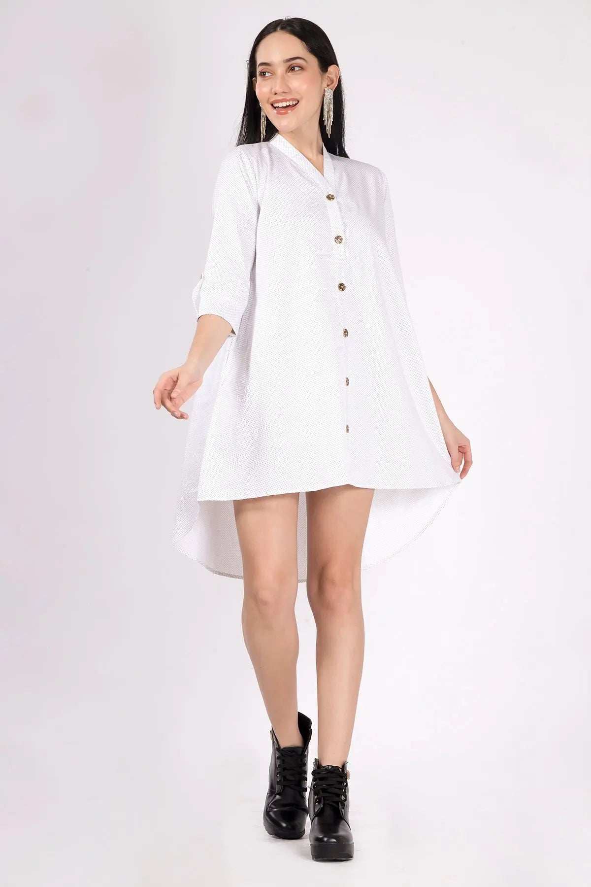White Polka Dot Oversize Dress SNEHA B