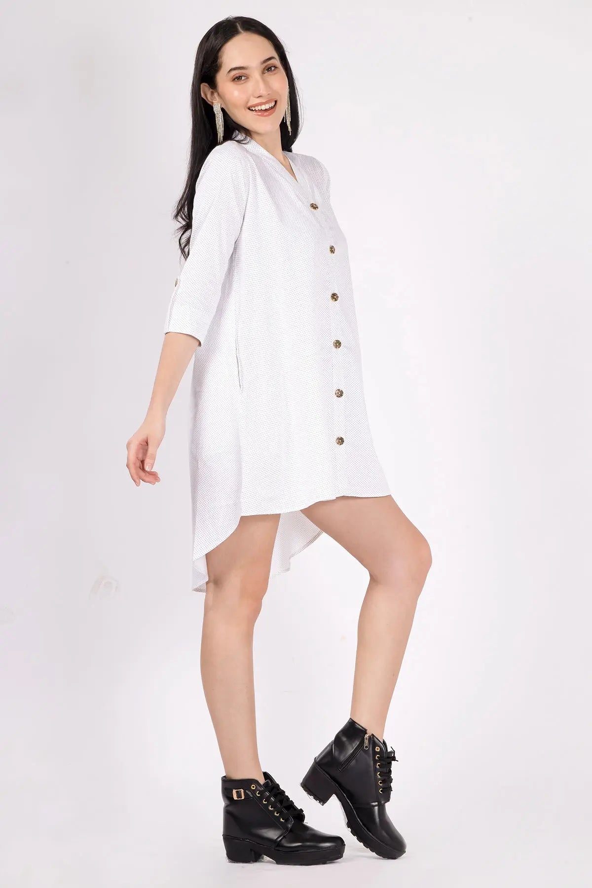 White Polka Dot Oversize Dress SNEHA B
