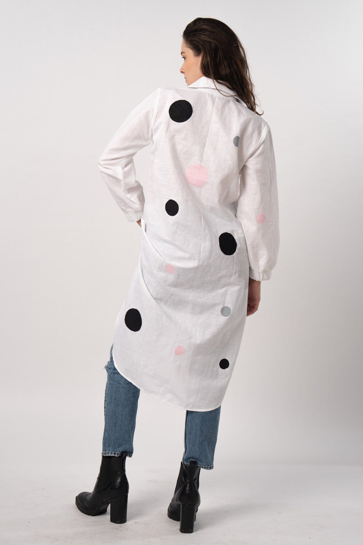 White Polka Dot Patchwork Shirt