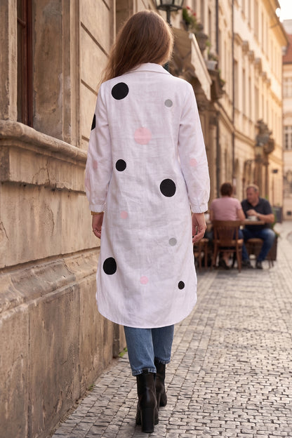 White Polka Dot Patchwork Shirt