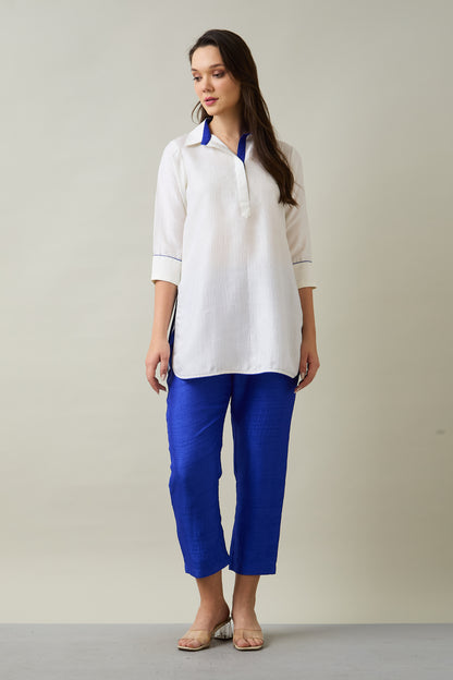 White Silk Short Tunic & Pants