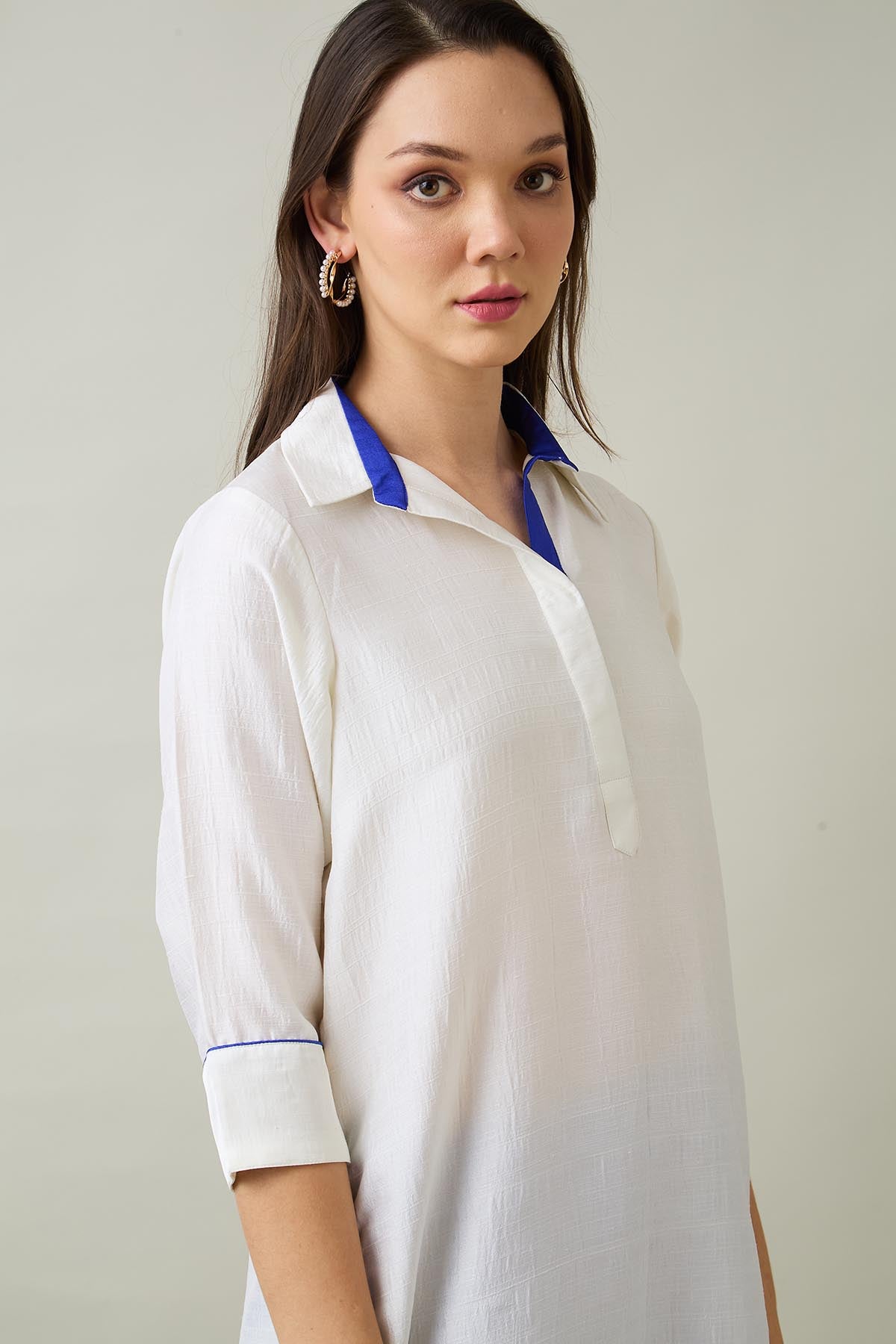 White Silk Short Tunic & Pants